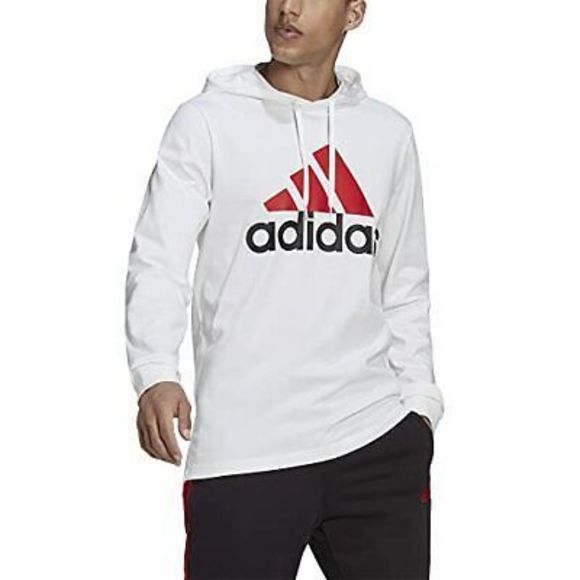 Adidas Other - adidas Essentials H58974 Men's White/Scarlet Tall Size Large Logo Hoodie
